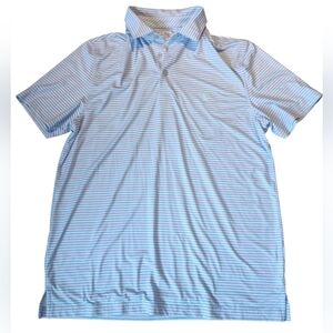 Izod Men's Golf Polo Short Sleeve Pink Purple Green Stripe Size M Elastane